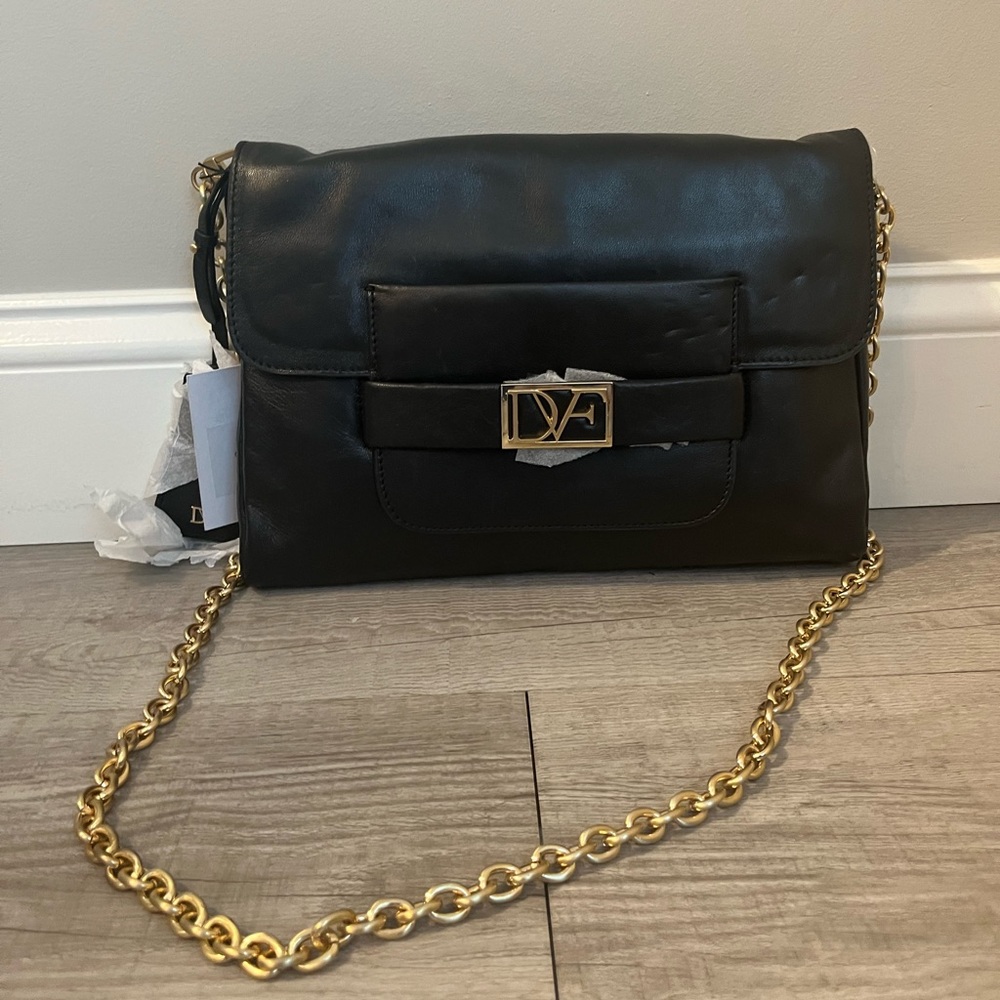 Diane Von Furstenberg Mimosa Clutch Nappa Black (Brand New)